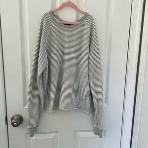 Abercrombie & Fitch gray/cream striped comfy sweatshirt.